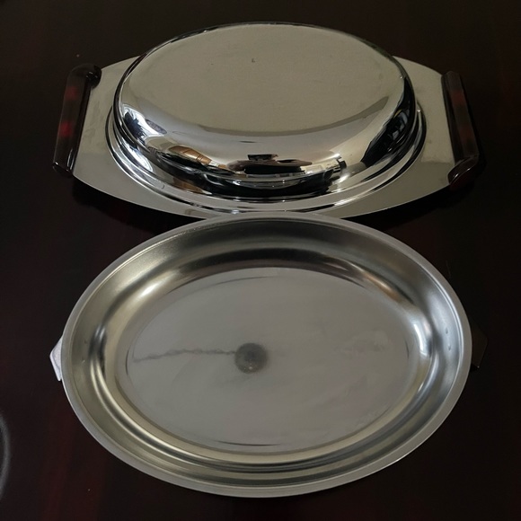 Glo Hill Canada Metal SS Serving Tray With Cherry Red Bakelite Handles - Picture 7 of 16